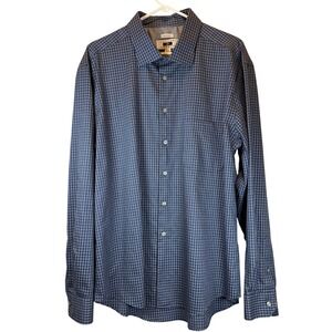Joseph Abboud XXL Blue Grid Check Non Iron Long Sleeve Shirt Classic Grampcore
